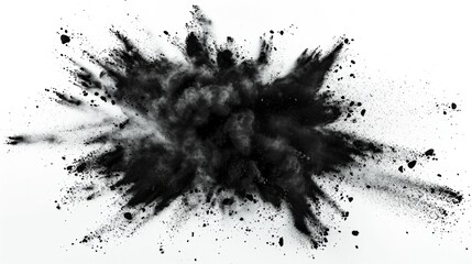 Illustration of an Exploding Black Powder on White Background - obrazy, fototapety, plakaty