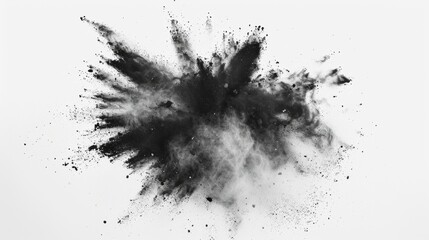 Black and White Illustration of an Exploding Black Powder - obrazy, fototapety, plakaty