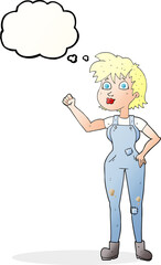 thought bubble cartoon confident farmer woman