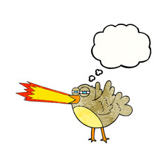 thought bubble textured cartoon bird