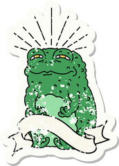 grunge sticker of tattoo style toad character