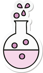 sticker of a cute cartoon chemistry tube