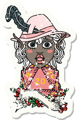 elf bard with natural twenty dice roll illustration