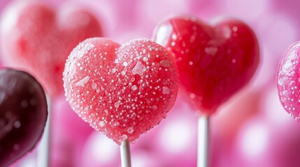 Fototapeta premium Group of Heart Shaped Lollipops Stacked Together