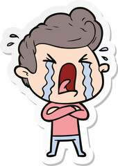 sticker of a cartoon crying man