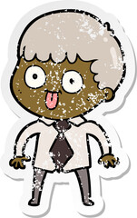 distressed sticker of a cartoon man staring