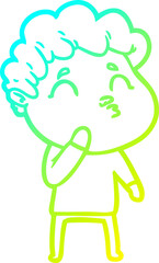 cold gradient line drawing cartoon man pouting