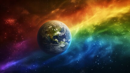 Earth in the Center of a Rainbow-Colored Space