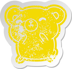 distressed old sticker kawaii cute happy bear