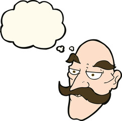 cartoon old man face with thought bubble