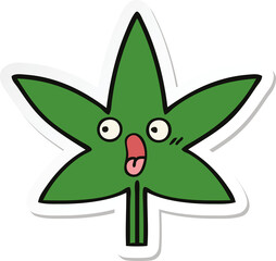 sticker of a cute cartoon marijuana leaf