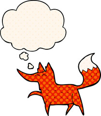 cartoon fox and thought bubble in comic book style