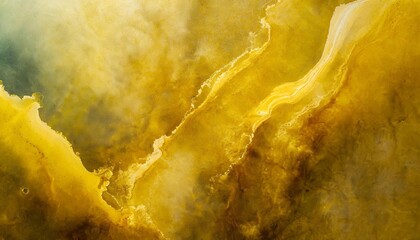 Bright yellow painting background. Abstract art with liquid fluid grunge texture. Acrylic paint.