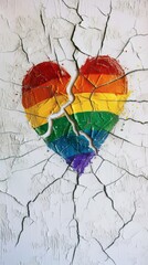 Fototapeta premium Broken Heart With Rainbow Painted On It