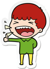 sticker of a cartoon laughing man