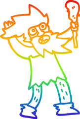 rainbow gradient line drawing cartoon crazy caveman