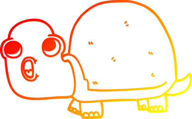 warm gradient line drawing cartoon shocked turtle