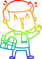rainbow gradient line drawing cartoon excited man