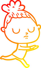 warm gradient line drawing cartoon calm woman