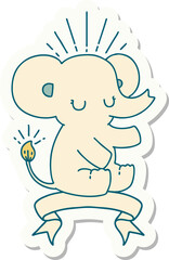 sticker of tattoo style cute elephant