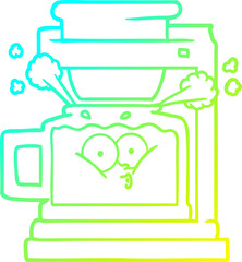 cold gradient line drawing steaming hot coffee pot