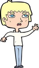 cartoton unhapy boy waving