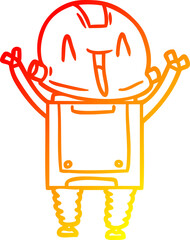 warm gradient line drawing cartoon robot