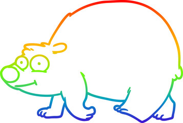 rainbow gradient line drawing cartoon walking bear