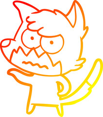 warm gradient line drawing cartoon annoyed fox
