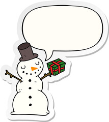 cartoon snowman and speech bubble sticker