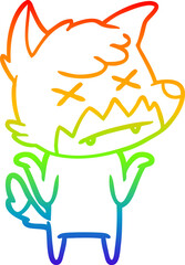 rainbow gradient line drawing cartoon dead fox