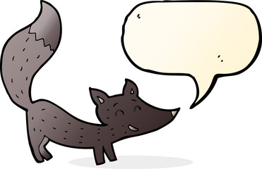 cartoon little wolf cub with speech bubble