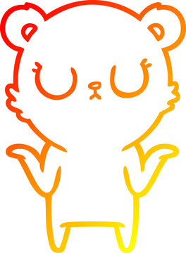 recommend clip art: warm gradient line drawing peaceful cartoon bear shrugging
