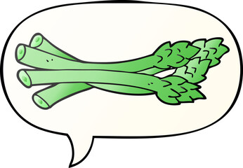 Obraz premium cartoon asparagus and speech bubble in smooth gradient style