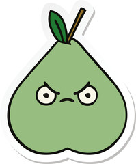 sticker of a cute cartoon green pear