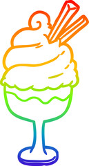 rainbow gradient line drawing ice cream dessert