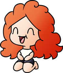 gradient cartoon cute kawaii happy girl