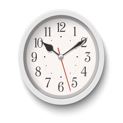 Vector elegant white oval wall clock placed on white background