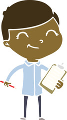 flat color style cartoon boy smiling