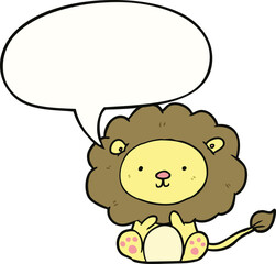 cute cartoon lion and speech bubble