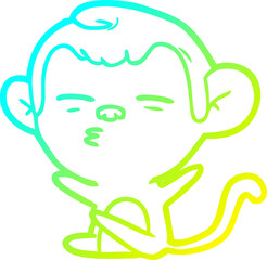 cold gradient line drawing cartoon suspicious monkey