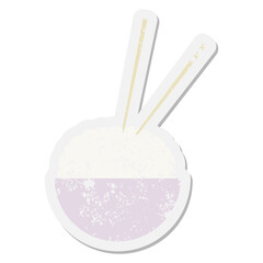 bowl of rice with chopsticks grunge sticker