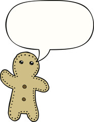 cartoon gingerbread man and speech bubble