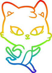rainbow gradient line drawing cute cartoon cat