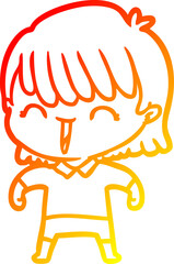 warm gradient line drawing cartoon woman