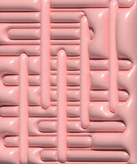 Pink background with inflated lines, 3D rendering illustration