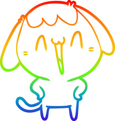 rainbow gradient line drawing cute cartoon dog