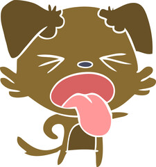 flat color style cartoon disgusted dog