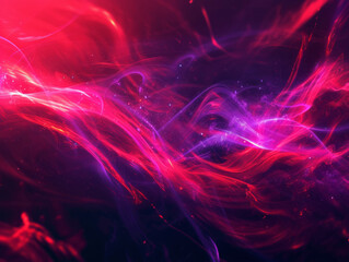 Vibrant crimson streaks of neon weave through the darkness, conjuring a fiery spectacle reminiscent of a celestial dance, igniting the imagination with passion and intensity.