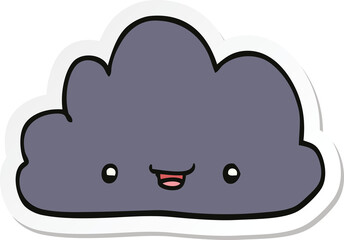 sticker of a happy cartoon cloud